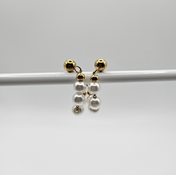 🆕️Elegant Vintage Multi-Bead Dangle faux pearl Earrings - Picture 2 of 3